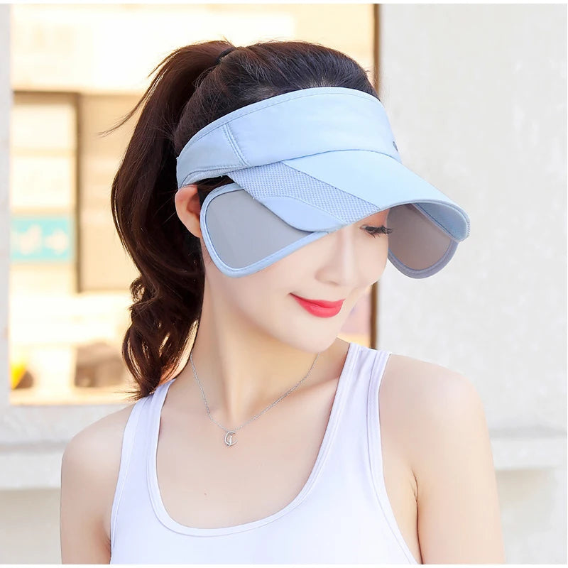 Summer Outdoor Sports Sun Hat, Casual Solid Color Retractable Top Hat, Women's Hat Brim Cycling Sun Hat, Sun Protection Pull-out