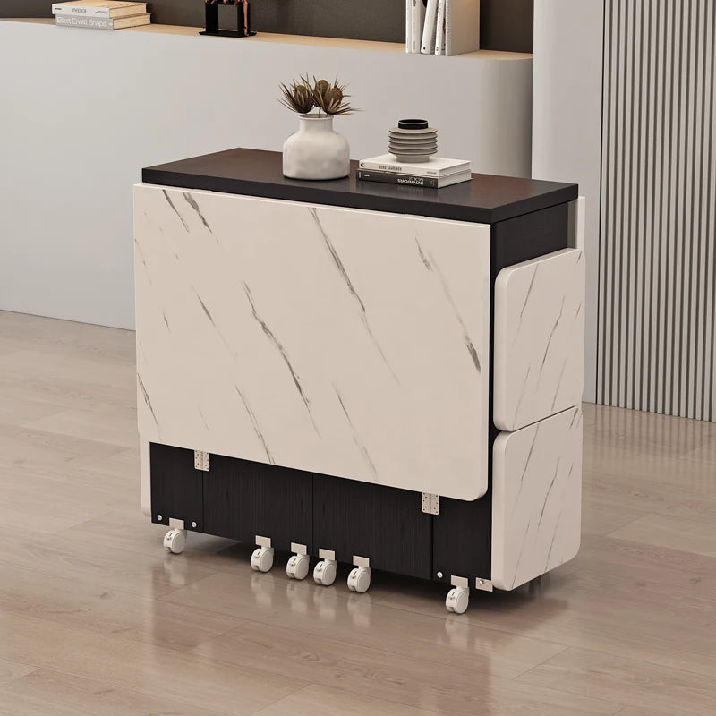 Folding White Dining Table Multifunction Family Waterproof Space Saving Dining Table Design Simple Mesas De Jantar Furnitures