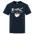 Summer Men's T-shirt  Energizing pattern (milk + coffee)  Men's cool and loose round-neck top  Men's short-sleeved T-shirt
