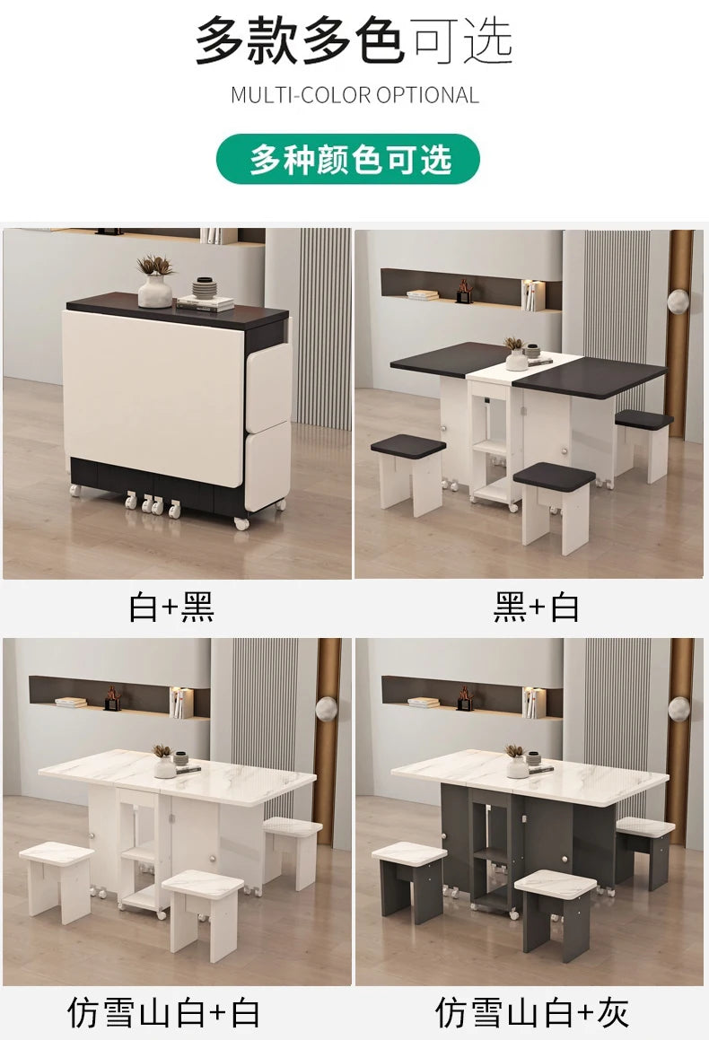 Folding White Dining Table Multifunction Family Waterproof Space Saving Dining Table Design Simple Mesas De Jantar Furnitures
