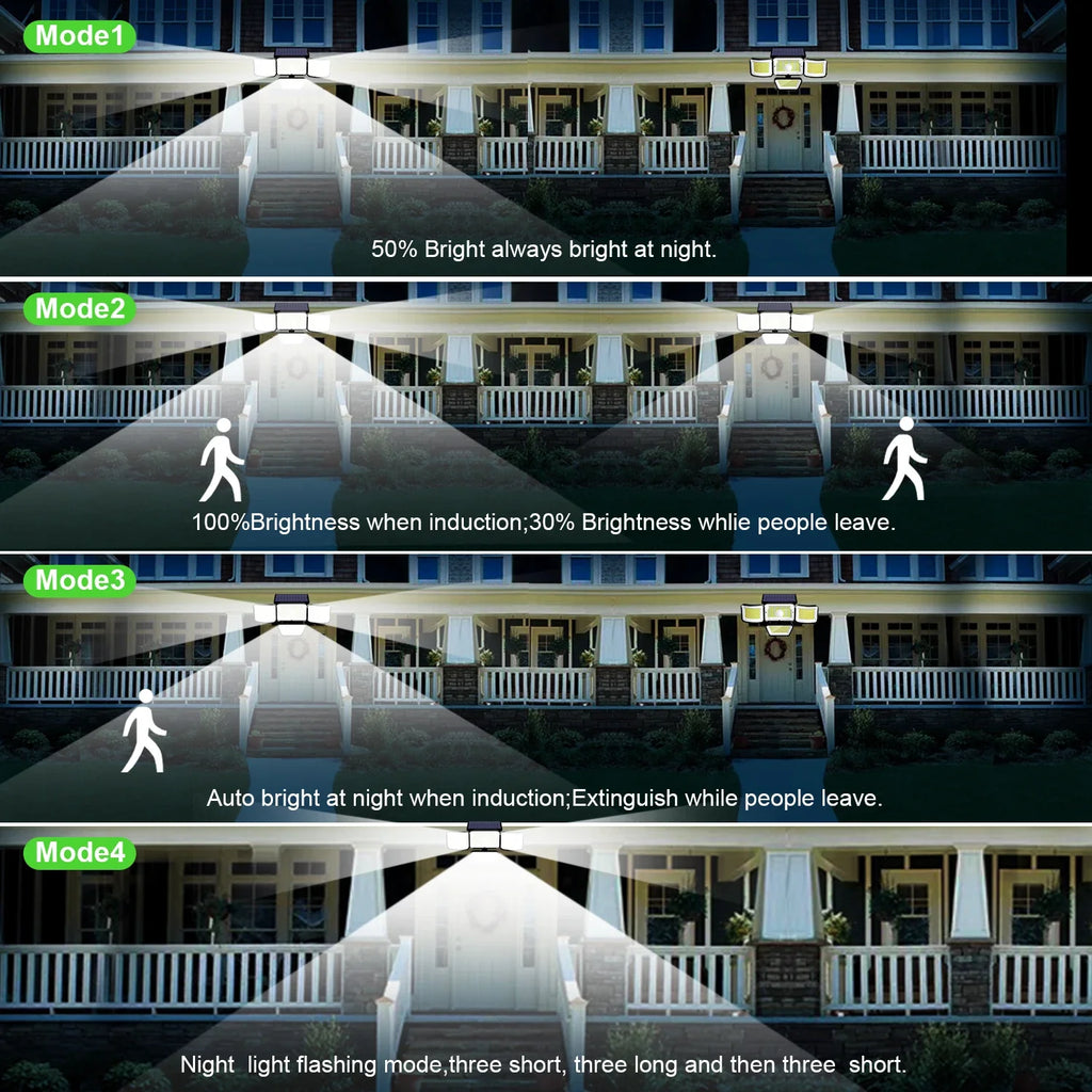 Solar Outdoor Lights 278LED IP65 Waterproof Motion Sensor Security Lights with Remote Control Solar Wall Lamp for Garden