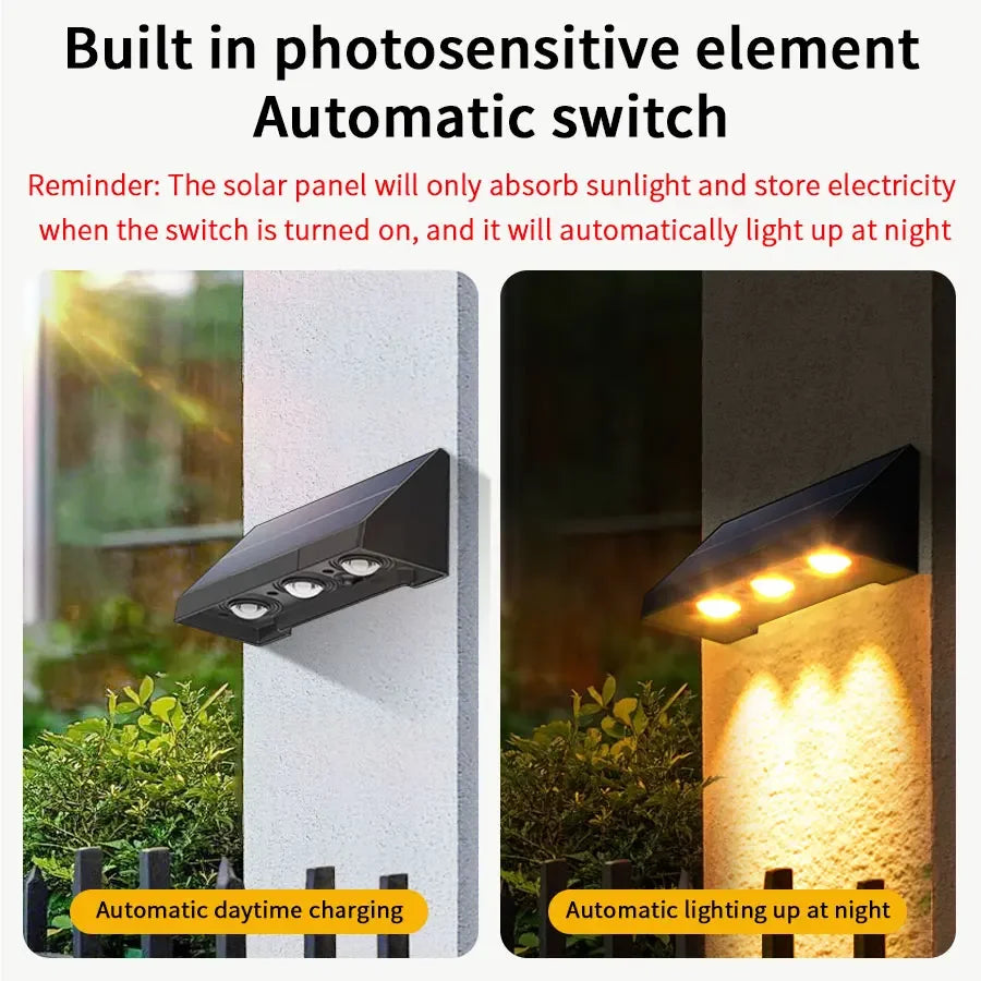 Solar Wall Light Outdoor Garden Lights Solar Powered Waterproof Solar Porch Lights Wireless Wall Mount Lights for Yard Balcony
