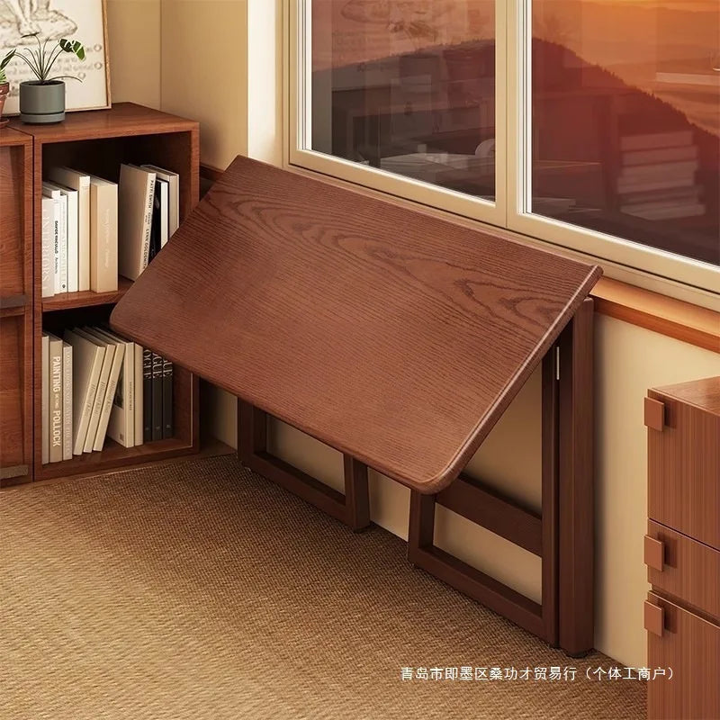 Small apartment folding desk integrated against the wall rectangular table rental room folding computer desk