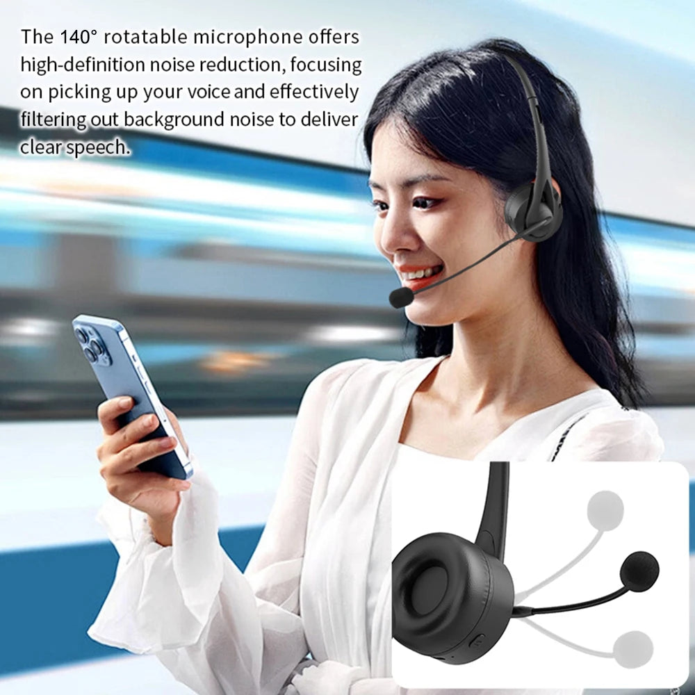Bluetooth 5.3 Headphone With Mic Noise Reduction Hands-Free Call HiFi Lossless Wireless Headset For Call Center Office PC Laptop