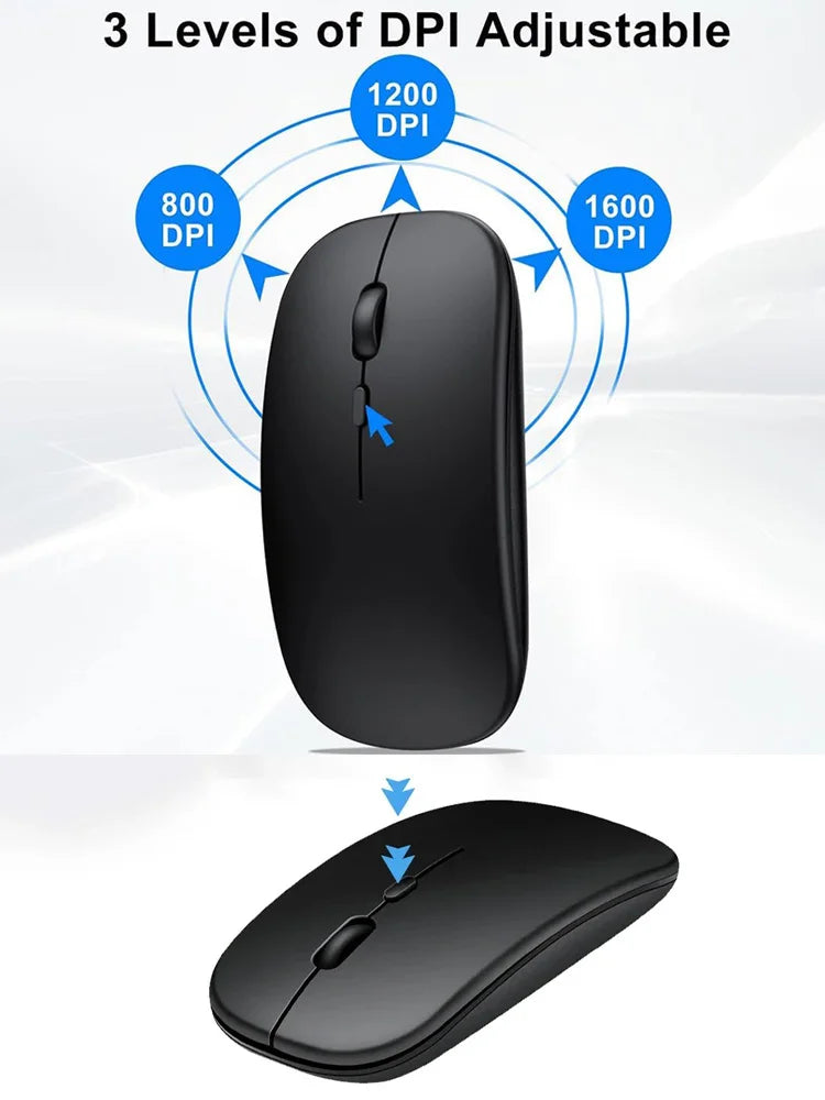 Wireless Bluetooth Mouse 2.4GHz Dual Modes RGB Rechargable Quiet Slim Wireless Mice Compatible For PC iPad Laptop PC Computer