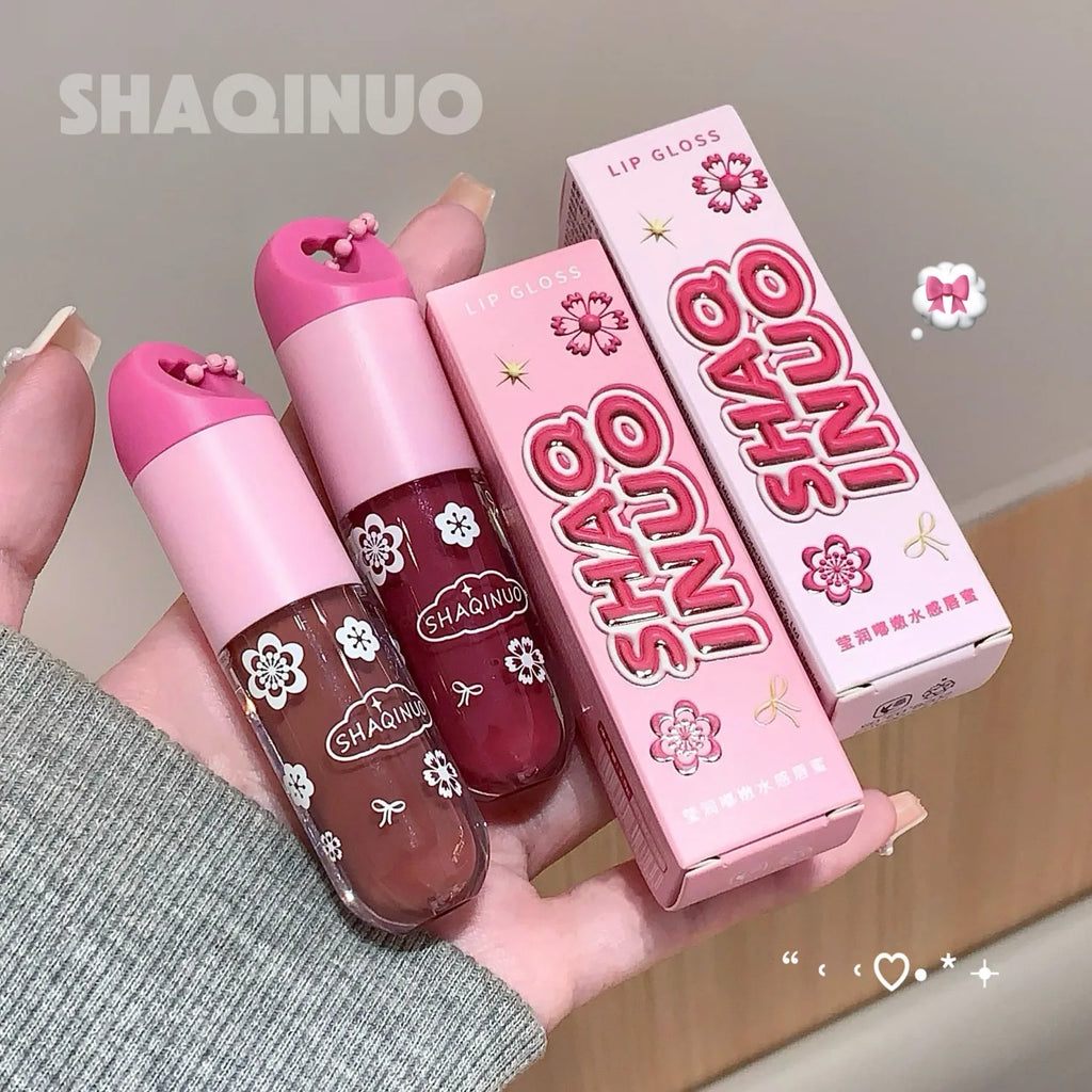 SHAQINUO Lustrous, tender and watery lip gloss, water-rich glass lips, mirror-like light makeup