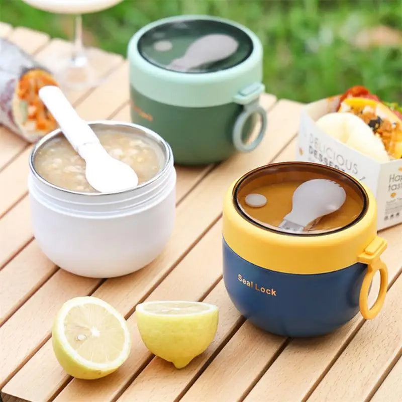 600ml Food Thermal Jar Insulated Soup Cup Thermos Containers Stainless Steel Lunch Box Thermo Keep Hot Vaccum Cup With Spoon