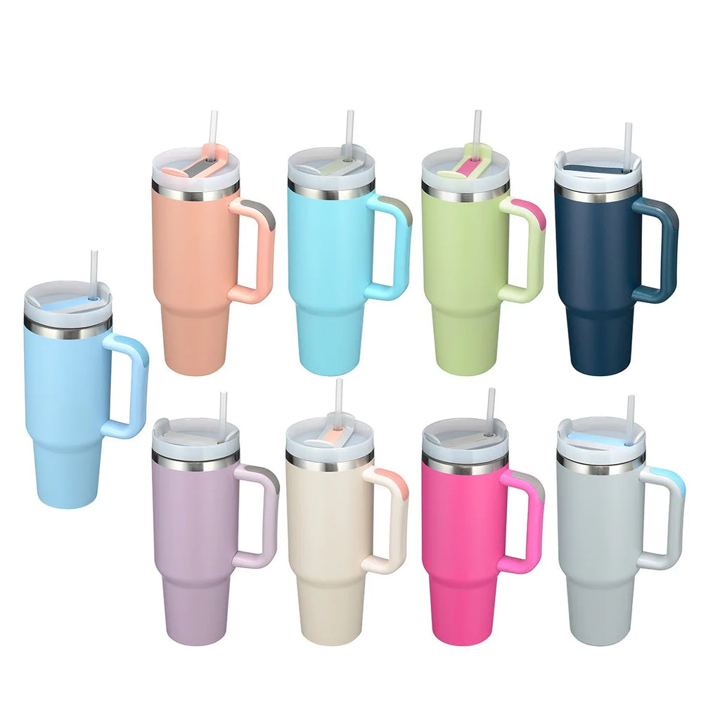40oz Car Thermal Mug Insulated thermos with Handle Water Bottle 1.18L Stainless Steel Vacuum Drinking Cup for Hot Water