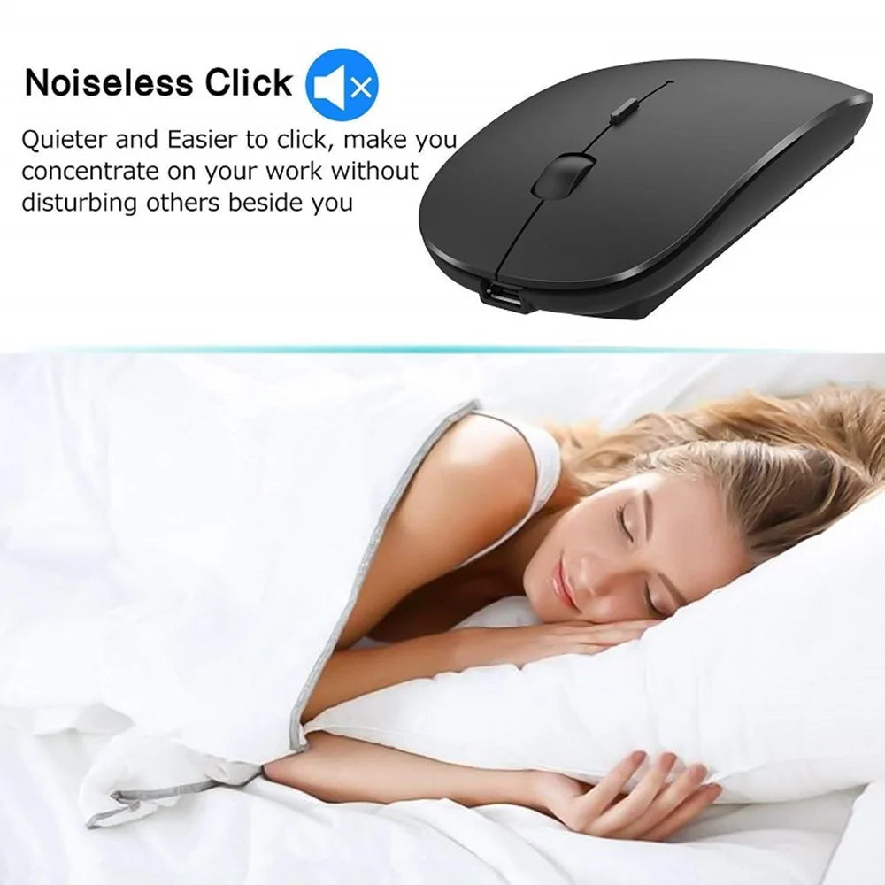 Bluetooth Mouse for Laptop/MacBook/iPad/Android PC,Rechargable Quiet Slim Wireless Mice Compatible with Windows/Linux/Tablet