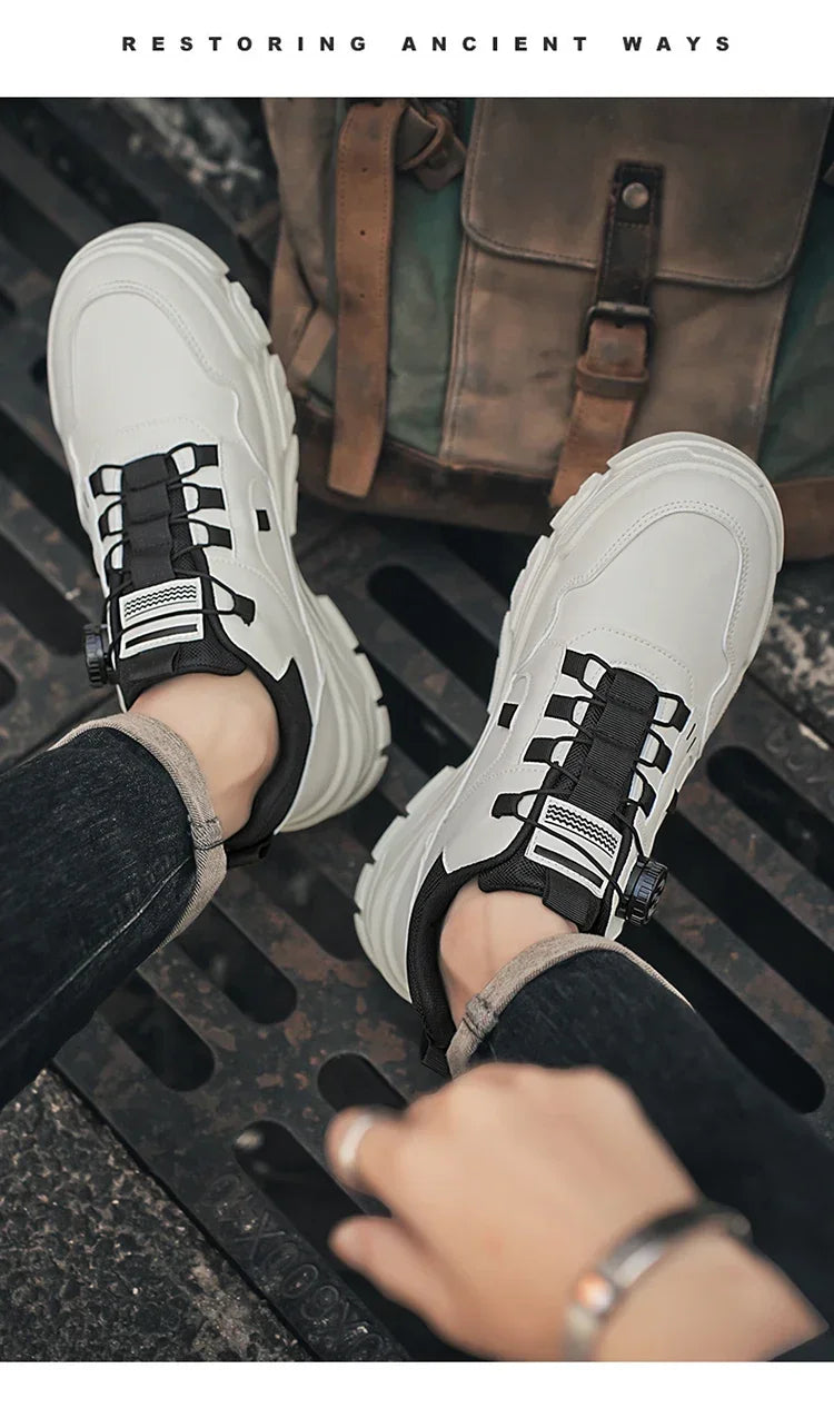 New Men's Shoes Low-top Rotating Buckle Sports Casual Trendy Outdoor Waterproof Work Shoes EVA Sole Rubber Zapatillas Hombre