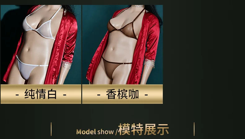 Sexy Women Bra Set Ultra-Thin Invisible Transparent Women's Lingerie Bra Panties Set Adjustable