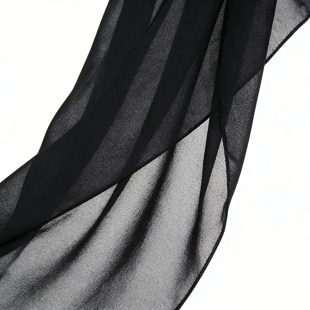 Summer Women Short Solid Sarong Swimsuit Coverups Beach Bikini Wrap Sheer Short Skirt Chiffon Skirt Scarf Swimwear Cover-ups