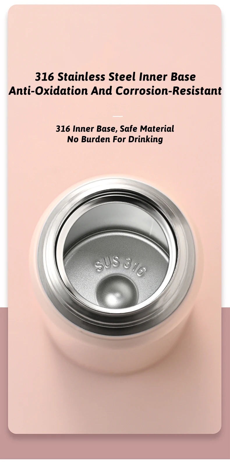 500ml Thermos Large Capacity Stainless Steel Thermal Water Bottle Portable Vacuum Cup with Handle Double-layer Travel Tumbler