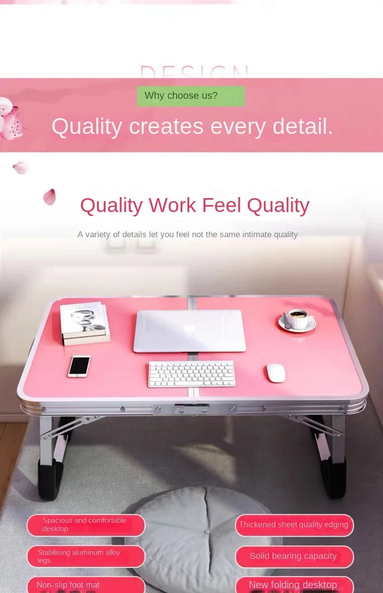 Aluminum Alloy Foldable Computer Table Wooden Lazy Dormitory Learning Folding Bed Outdoor Folding Table