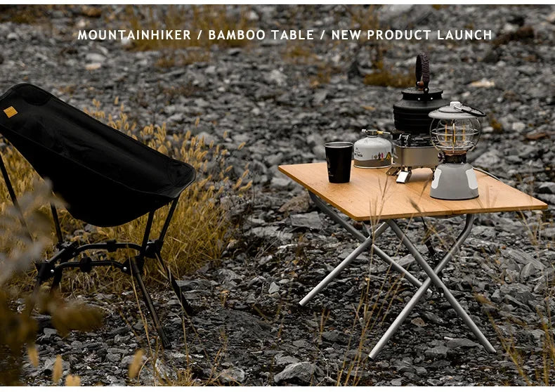 MOUNTAINHIKER Outdoor Camping Bamboo 2/3 Folding Table Portable Fast Storage Folding Desk Outdoor Dining Table Picnic BBQ Table