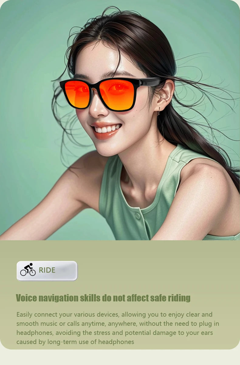 LIGE Bluetooth Inteligente Glasses Life Waterproof Smart Glasses Anti-blue Glasses Anti-ultraviolet Sunglasses for Android iOS