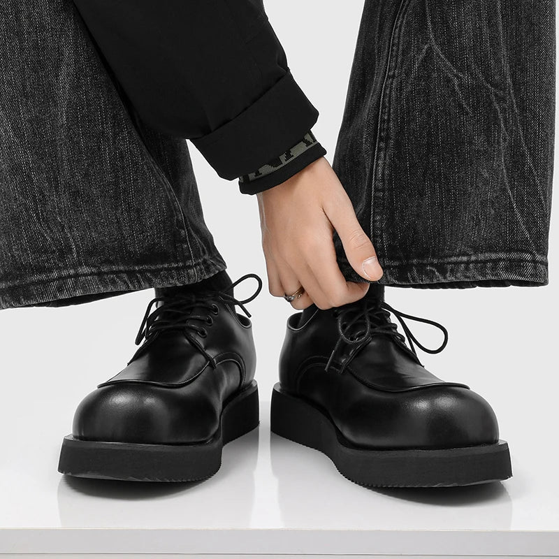 Men's Derby Shoes Fashion autumn and winter styles Office or leisure party 38-46 Hot selling young shoesThick bottom trend