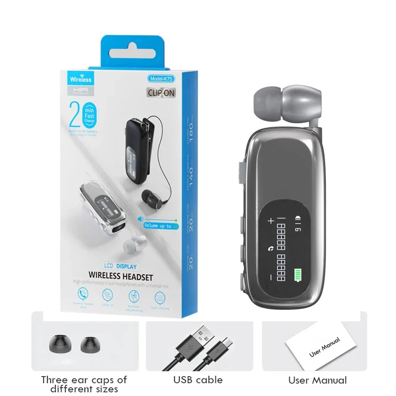 Bluetooth Wireless Headphones Against Loud Noise Lavalier Business BT 5.4 Earphone Lotus Ears with wire Talk/Music 20H With LCD