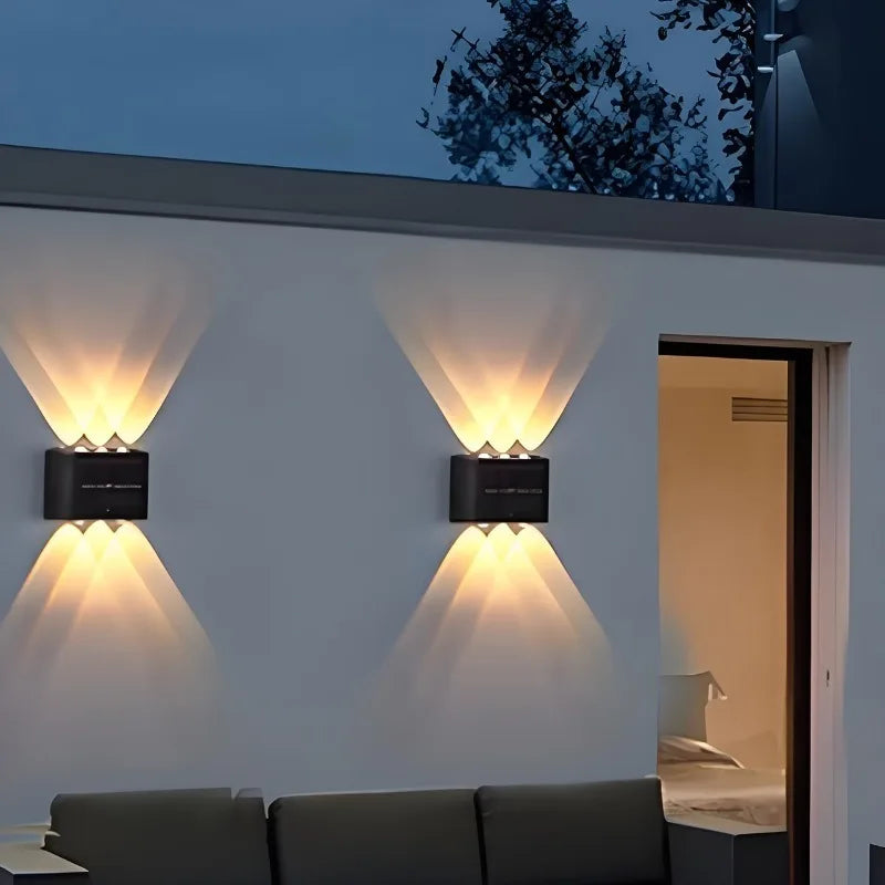 Solar Up Down Double Headed High Brightness Wall Light Outdoor Waterproof Garden Fence Door Sign Decorative Wall Washer Lighting