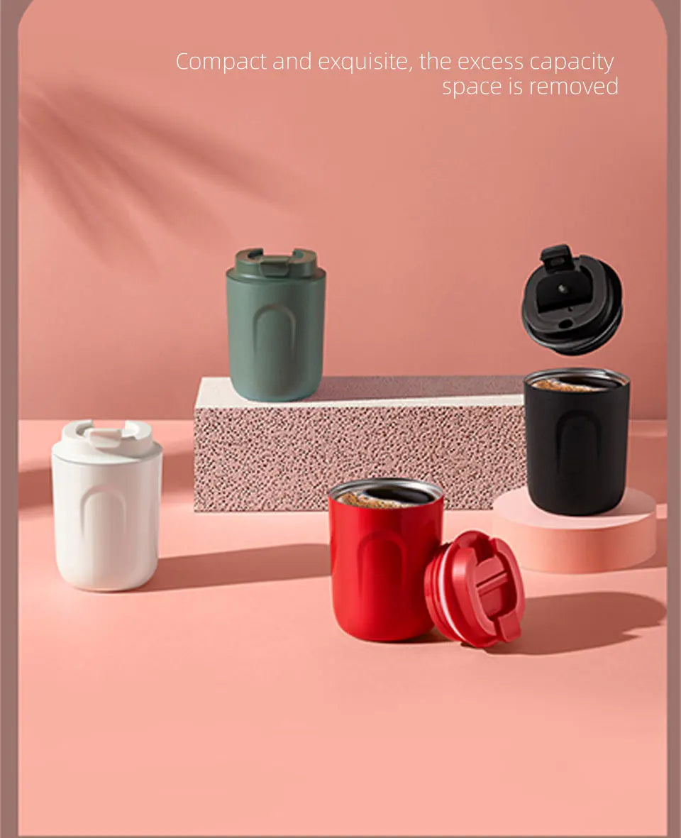 Insulated Water Bottle Thermal Coffee Travel Mug Tumbler Cup Stainless Steel Vacuum Insulated Thermos Flasks Leakproof Drinkware