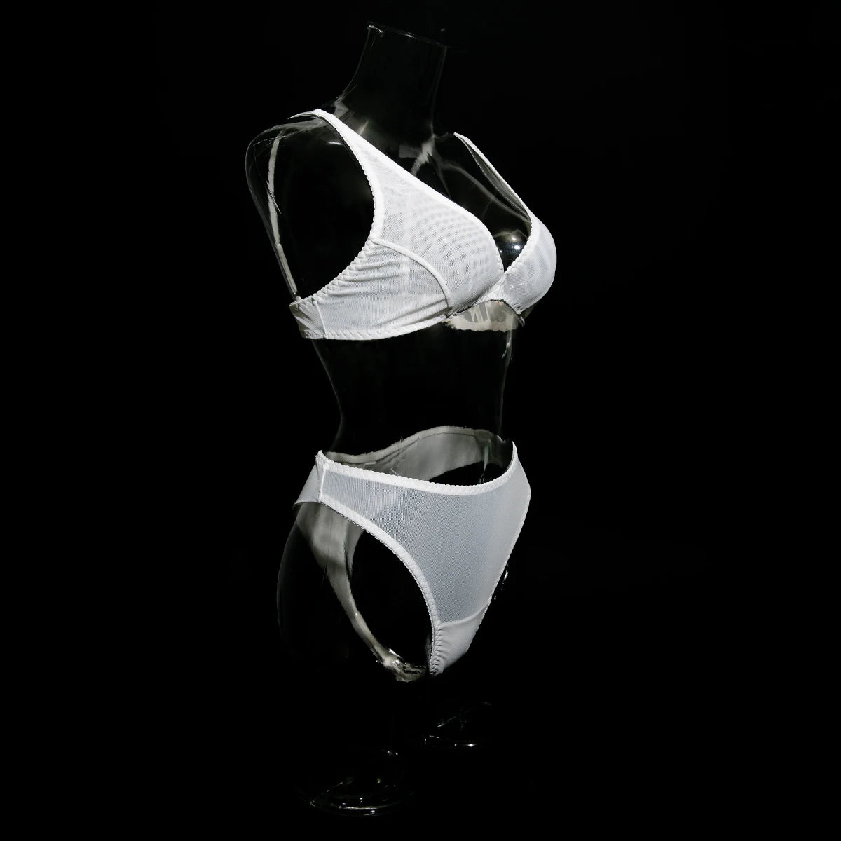 Wirelss Comfortable Bra Brasil Pantie Lingerie Set Basic Solid Mesh Sheer Underwear Transparent Intimate Seducing Lenceria