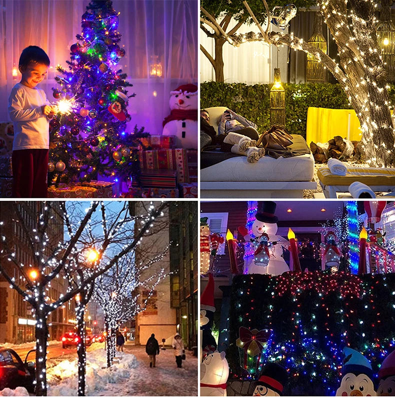 50M 100M Large Solar Panel LED Solar String Lights Fairy Garland Lights Outdoor Backyard Garden Holiday Christmas Party Decor