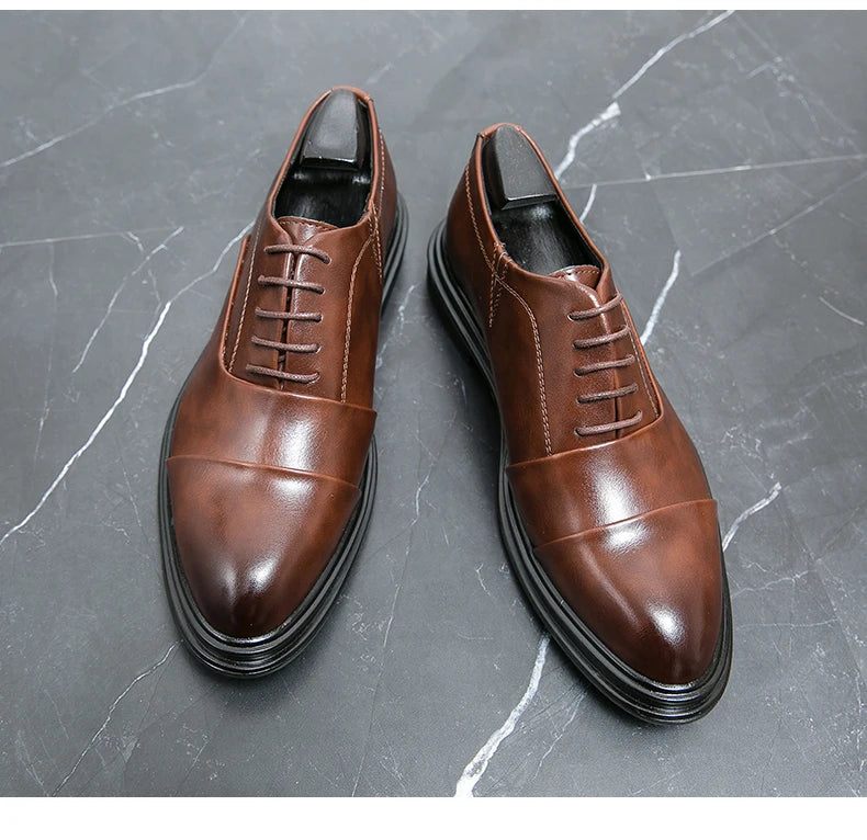 Man Casual Business Shoes Men Patchwork Leather Oxfords Fashion Dress Flats Leisure Office Men's Formal Wedding Shoes