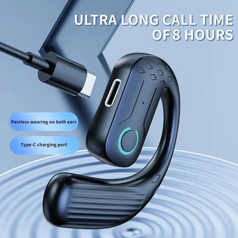 Bluetooth 5.4 Open 180° Rotation Wireless Business Headset With Mic Air Conduction Ear-hook Touch Control Sports Hifi Earphone