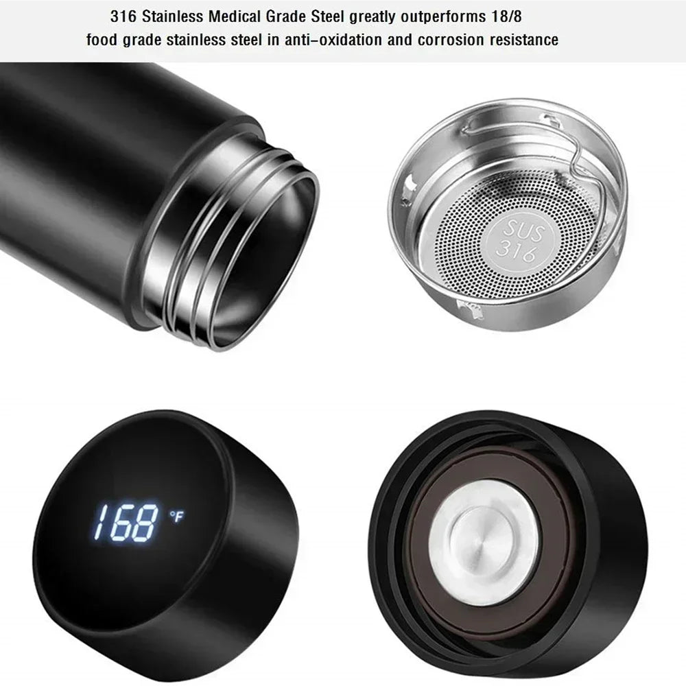 Thermal Mug Intelligent Temperature Display 316 Stainless Steel Thermos Bottle Long-lasting Heat Offices Travels Gifts