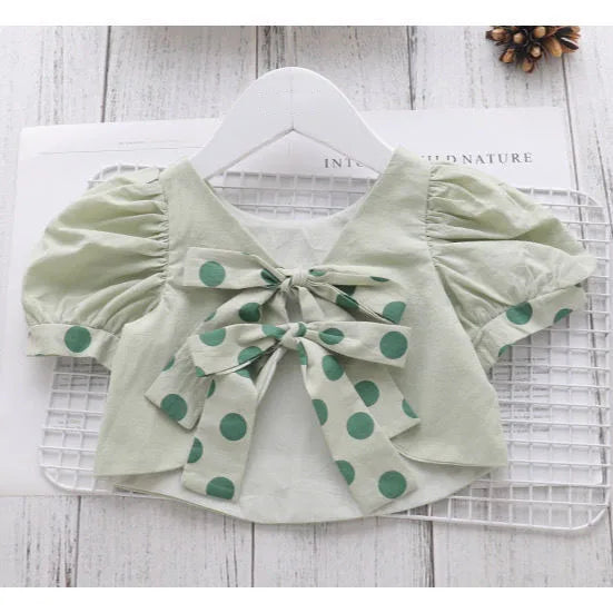 Summer Girls' Clothing Sets Fashionable Personality Backless Short Sleeves + Loose Cropped Pants Baby Kids Children Clothes Suit