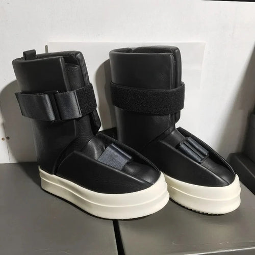 25ss Men Chelsea Boots Platform High Top Man Sneakers Gothic Heels Leather Luxury Vintage Trendy Designer Shoes Black