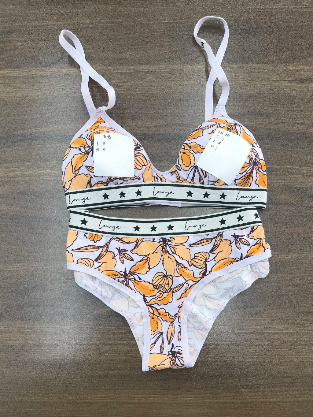 Bra set Sexy Women's Underwear Lounge Style Cotton button printed elastic bra underwear women's pajamas