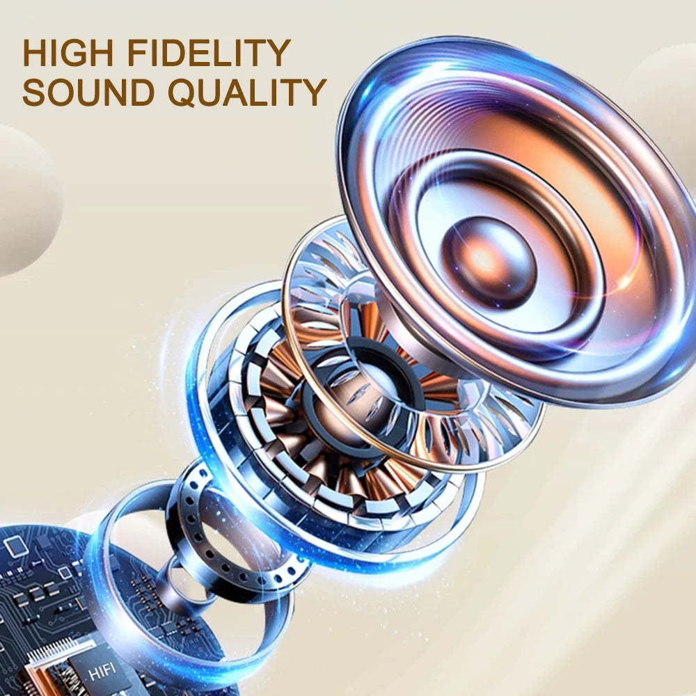 Bluetooth 5.4 ANC Headset Color Screen Touch Active Noise Cancellation Earbuds HIFI Stereo Sports Waterproof Earphones