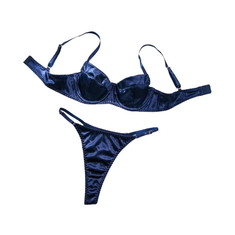 Female Sexy Bra Brief Sets Traceless Solid Romantic Lingerie Vintage Thin Underwear Panties Comfortable New Arrival Exotic Sets