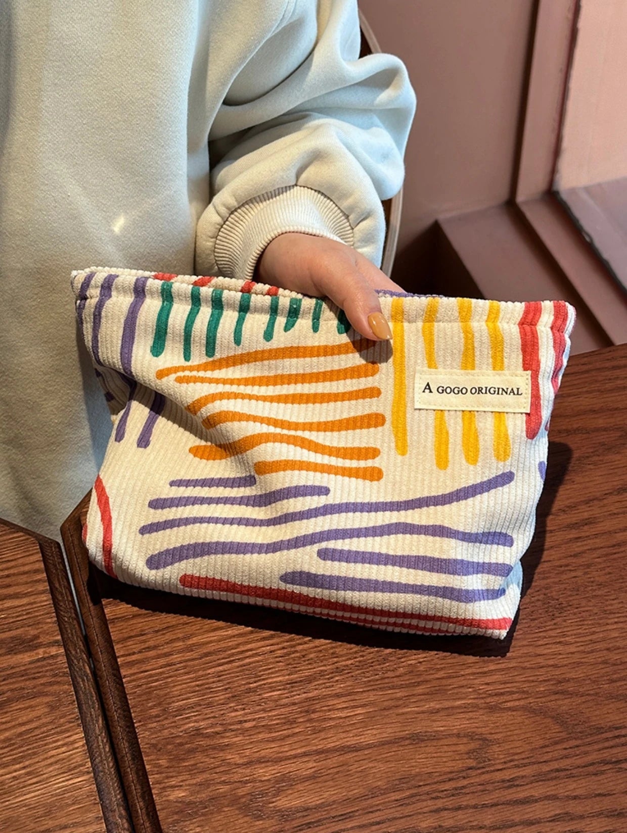 Corduroy Women Cosmetic Bag Large Capacity Makeup Storage Bag Travel Portable Organizer Zipper Wash Bag
