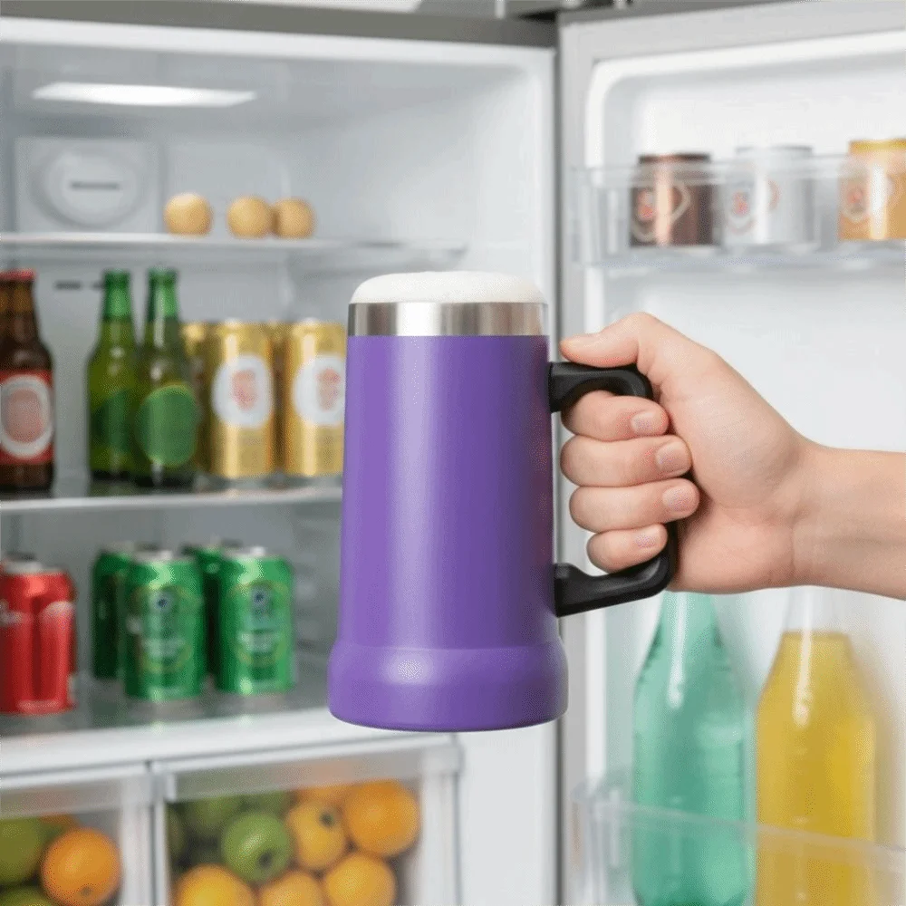 Household 24 OZ Thermal Drink Mug Big Capacity Stainless Steel Coffee Tumbler with Handle Vacuum Thermos Cup Summer