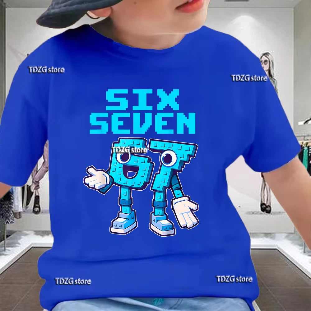 Summer Fun Number 67 7-digit printed children's T-shirt - Children's short-sleeved shirt - Fashionable and comfortable