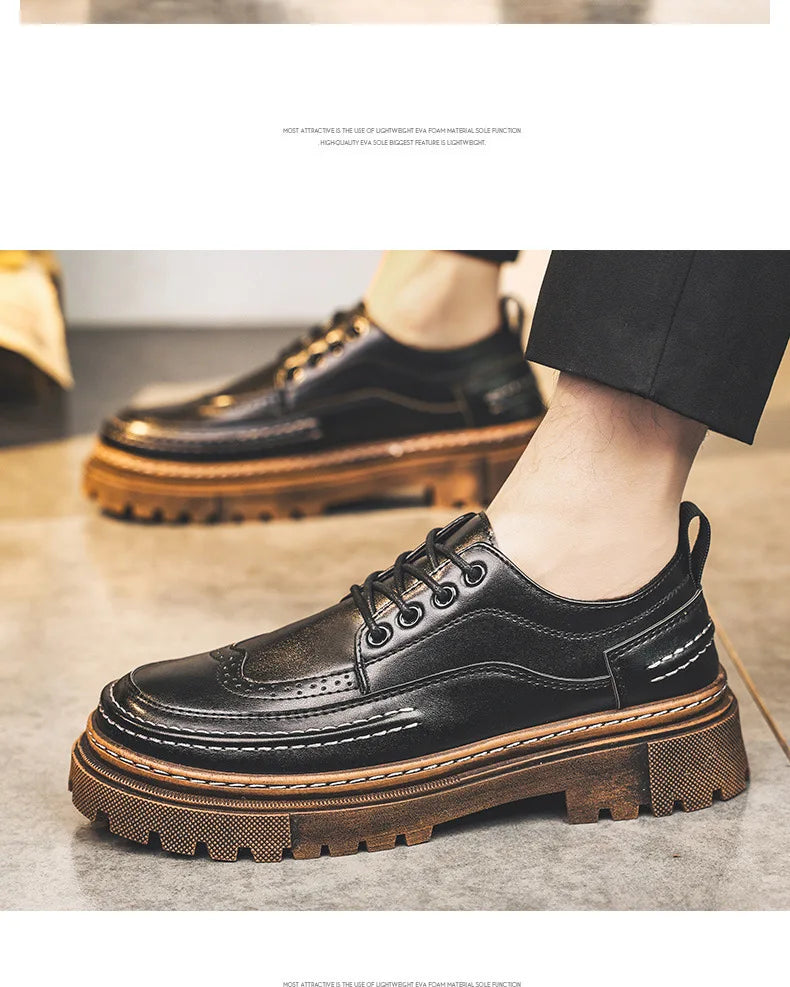 Shoes for Men Fashion High Quality Leather Men Shoes Business Light Luxury High-end Retro Tooling Men's Shoes Zapatillas Hombre