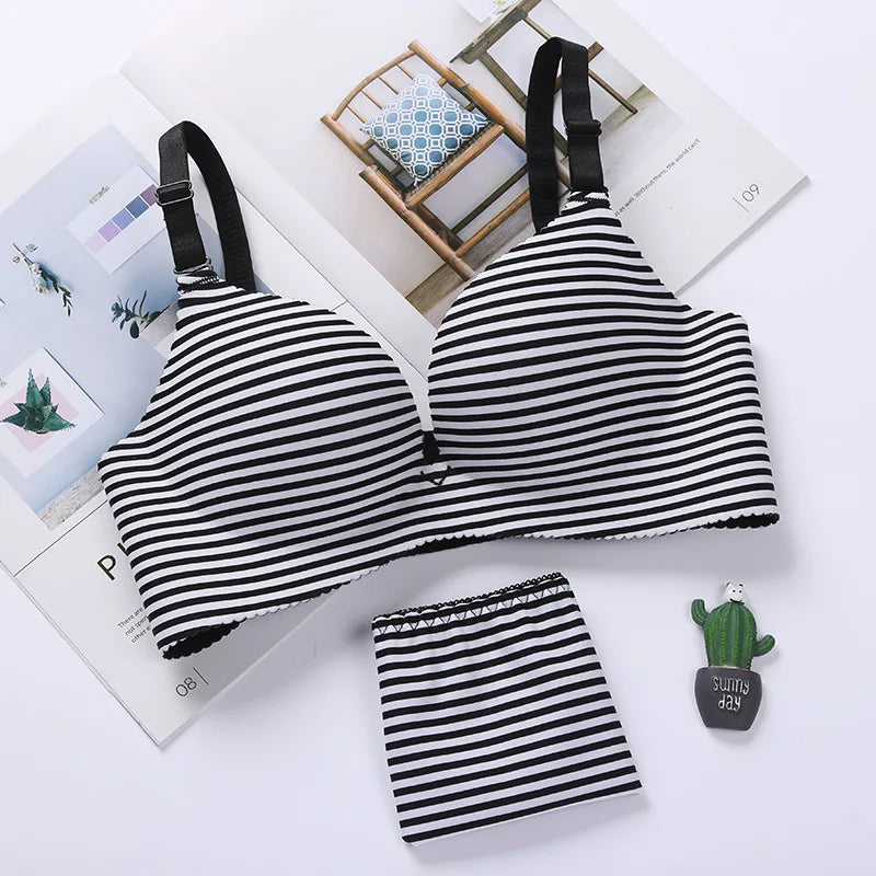 Seamless Bra Set For Women Underwear Push Up Lingerie Set Wire Free Bra & Panties Set 3/4 Cup Adjustable Brassiere & Briefs Set