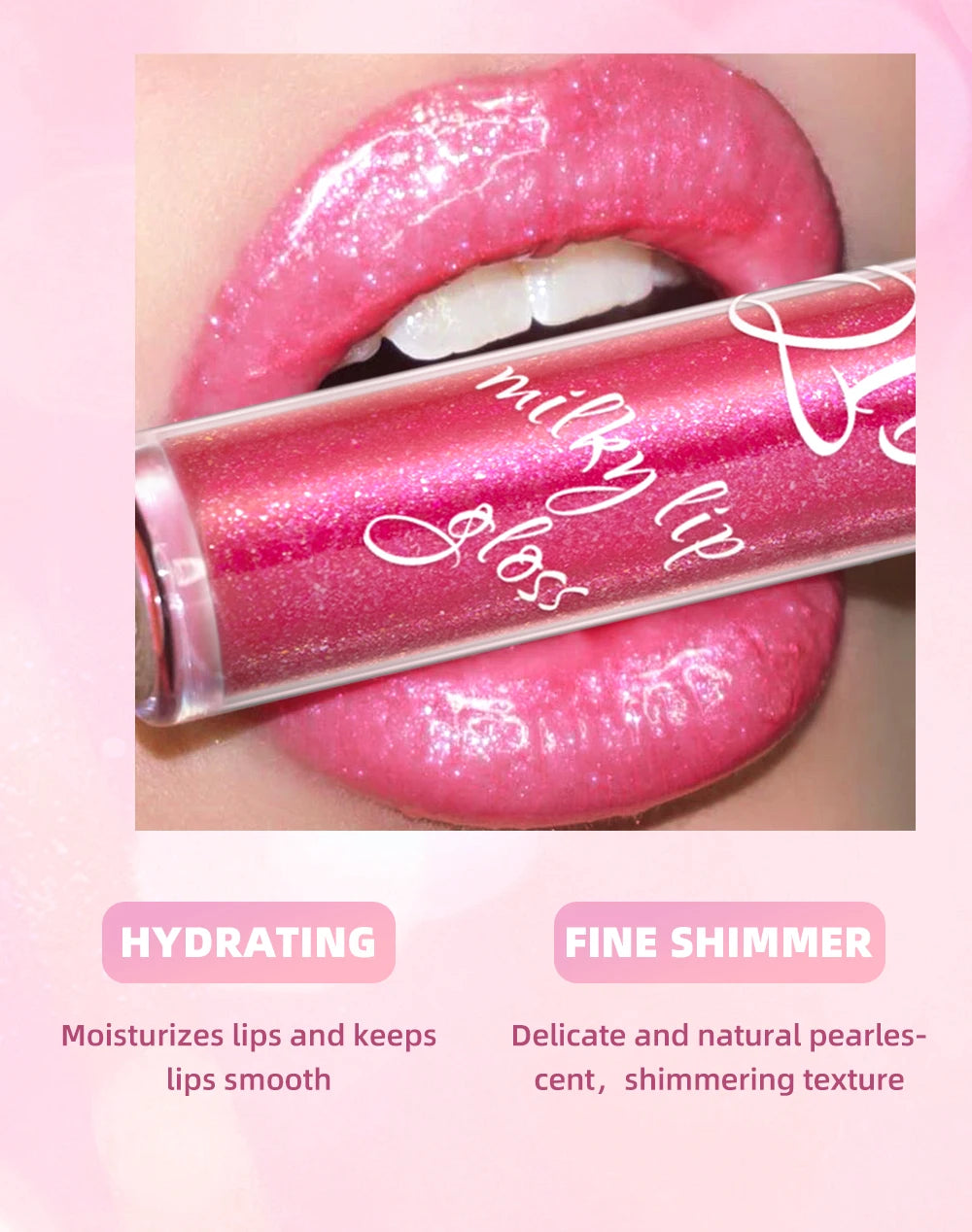 QIBEST Purple Lip Gloss Shimmer Lip Tint Moisturizing Long-Lasting Shine Lip Stain Diamond Hydrating Lip Stain Tint Cosmetics