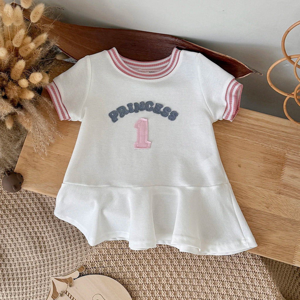 Summer Girls Dress  Round neck Short Sleeved Dress Baby Skirts Girl Casual Dresses  Suitable for babies aged 6 months to 3 years