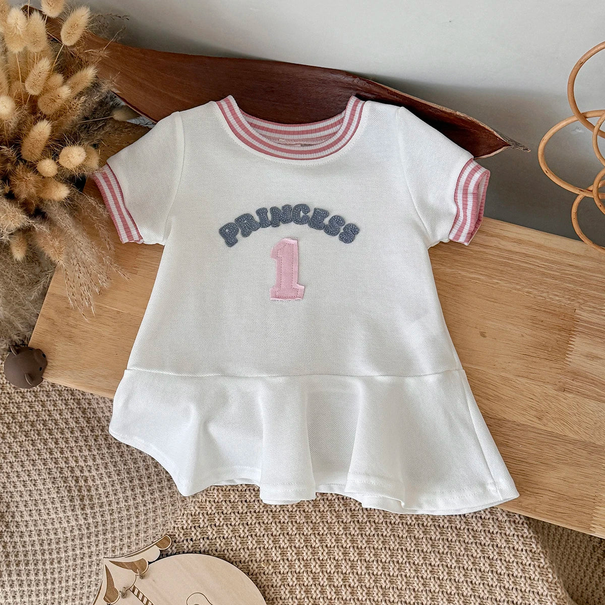 Summer Girls Dress  Round neck Short Sleeved Dress Baby Skirts Girl Casual Dresses  Suitable for babies aged 6 months to 3 years
