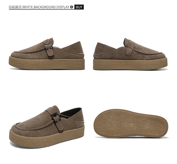 New autumn and winter men's shoes high-quality suede casual shoes British style thick soled board shoes fashionable slippers