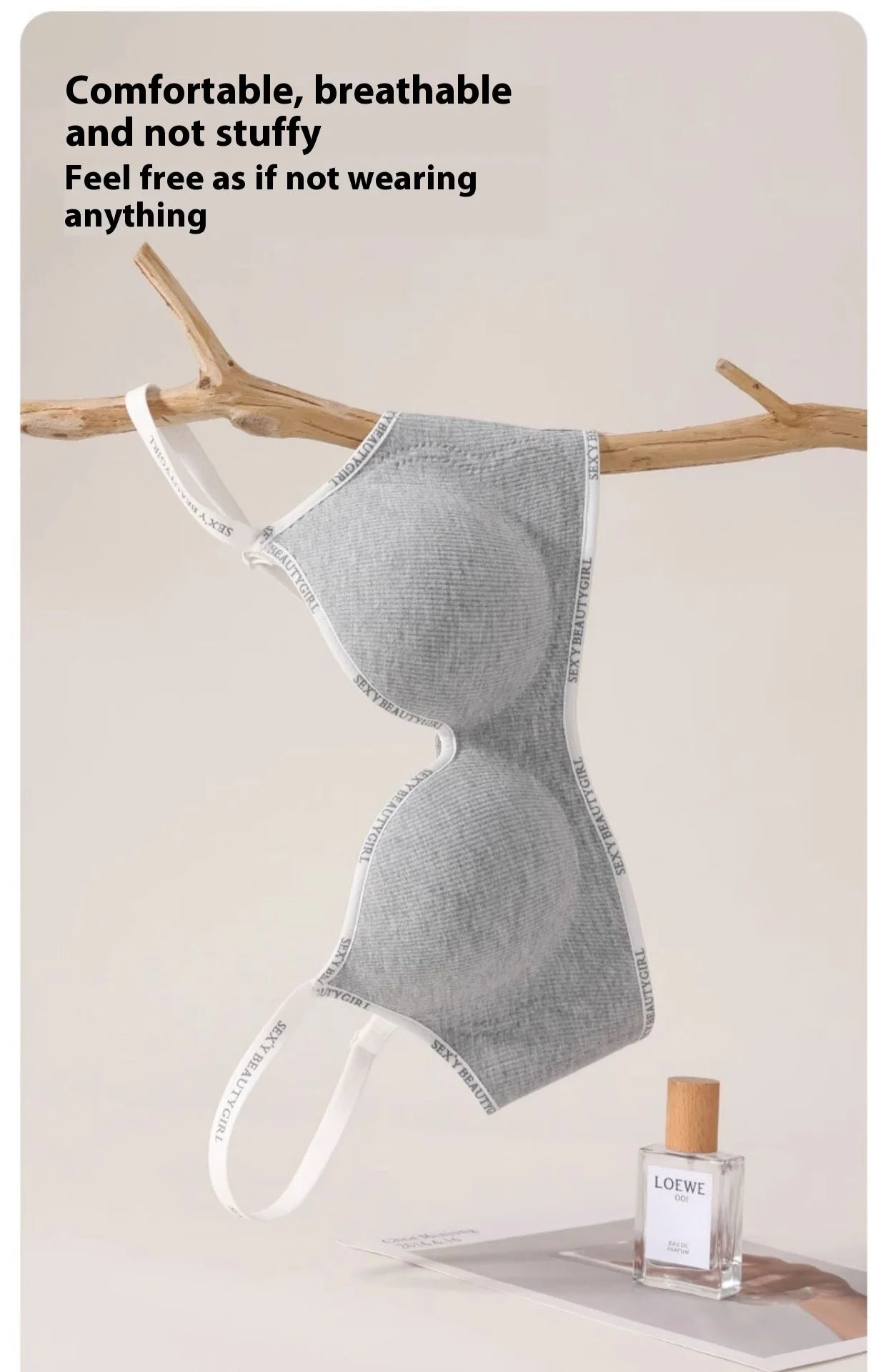 Lingerie Women Gathered Spring and Summer Non-marking Non-steel Ring Soft Support Anti-Sagging Bylift Letters Comfortable Bra