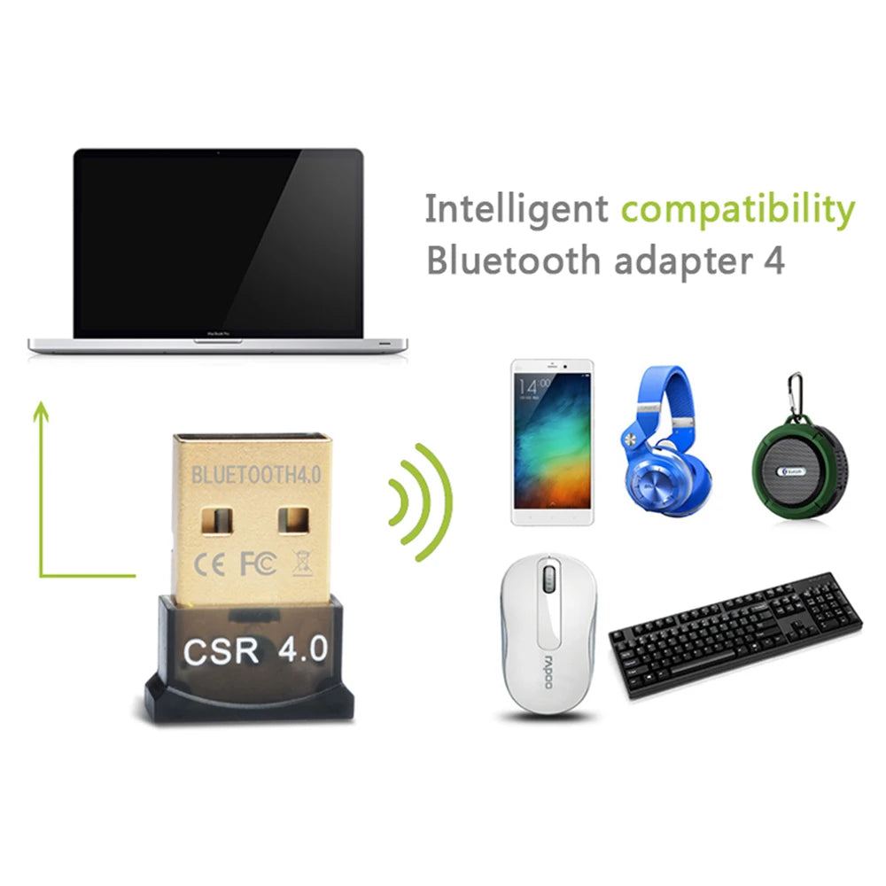 Bluetooth-compat 4.0 USB Black Mini Adapter Dongle Wireless Transmitter and Receiver for Laptop PC Computer Windows 10 8 7 Vista