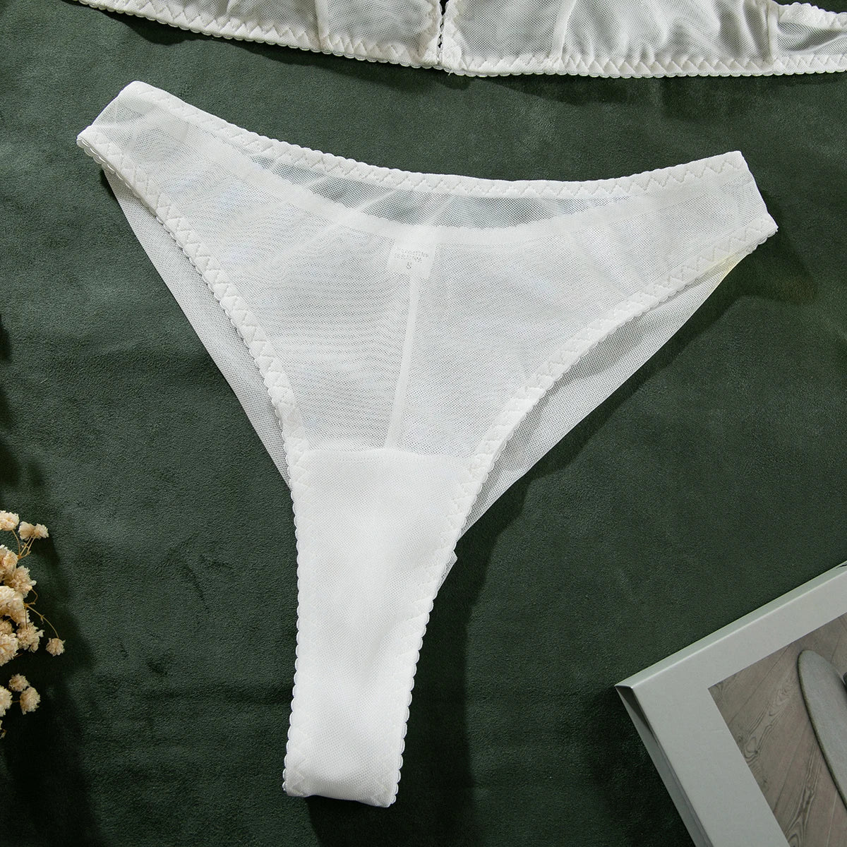 Wirelss Comfortable Bra Brasil Pantie Lingerie Set Basic Solid Mesh Sheer Underwear Transparent Intimate Seducing Lenceria