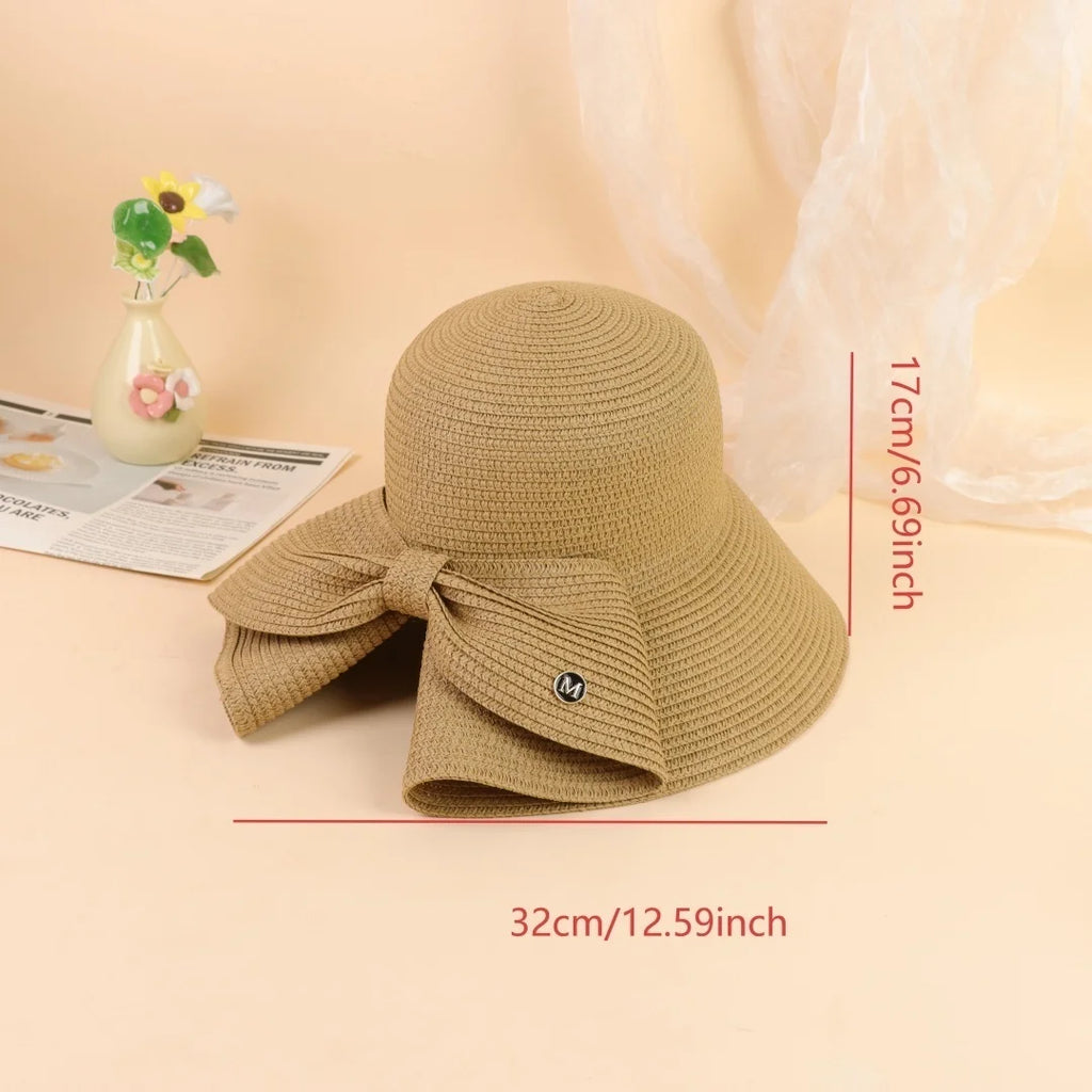 Summer Hats For Women Sun Hat Beach Cap Ladies Bowknot Panama Cap Lady Casual Bucket Hat For Women Straw Hat