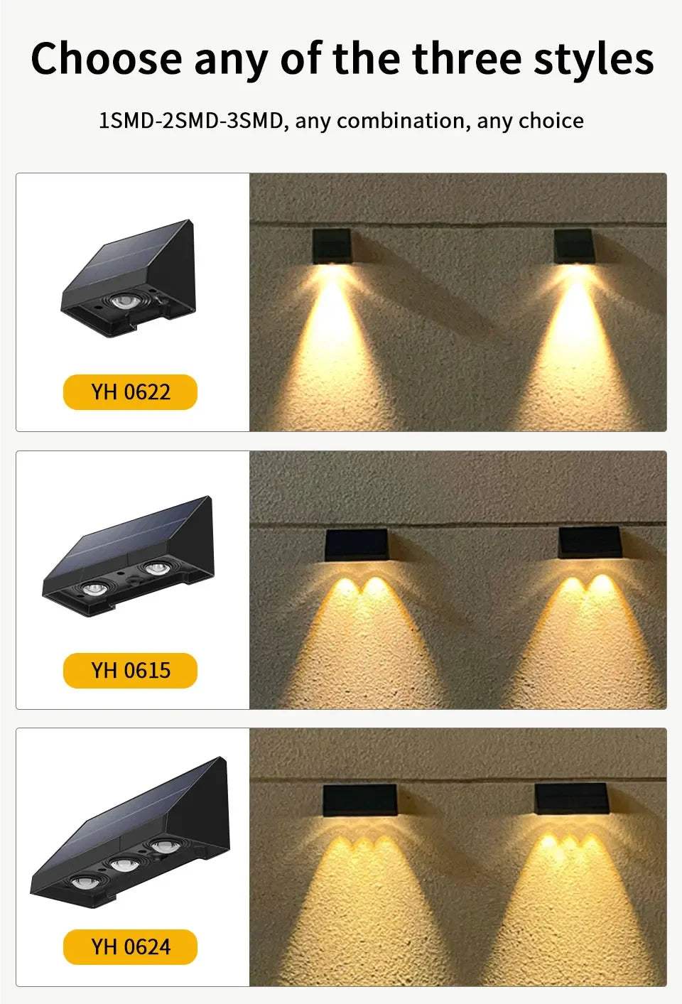 Solar Wall Light Outdoor Garden Lights Solar Powered Waterproof Solar Porch Lights Wireless Wall Mount Lights for Yard Balcony