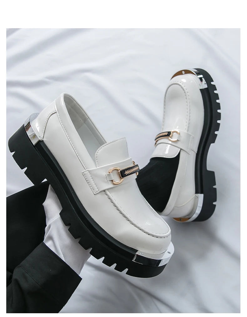 Men's thick soled shoes Luxury fashion designer styles Work Trend Nightclub casual party shoes Height increasing leather shoes