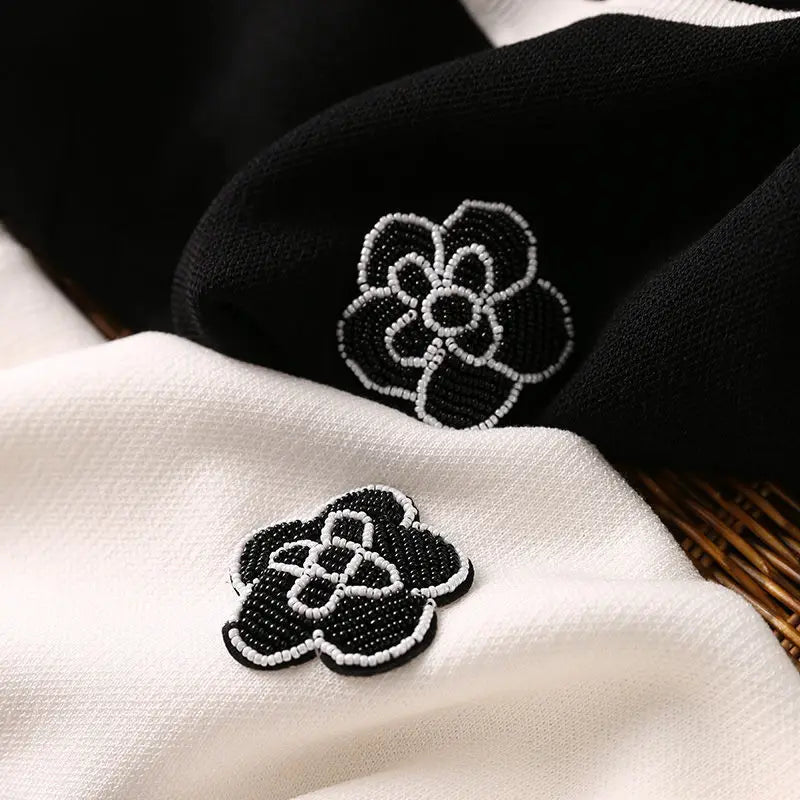 Summer Dresses Ladies 2023 Luxury Designer Rose Embroidery Split T shirt Long Ice Silk Straight Maternity Dress Women's Clothing
